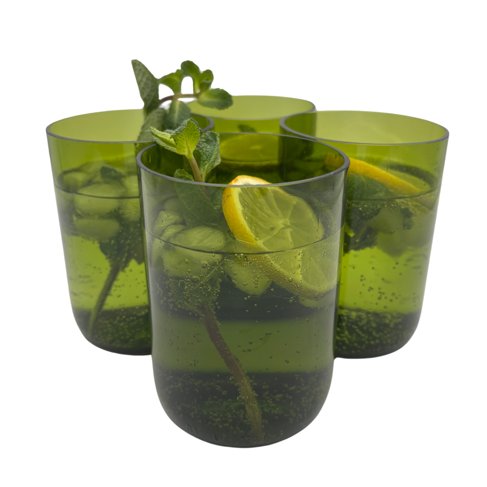 Trinkgläser handgefertigt grün 350ml recycelt Glas Geschirr Wasser Gastro Sets verfügbar